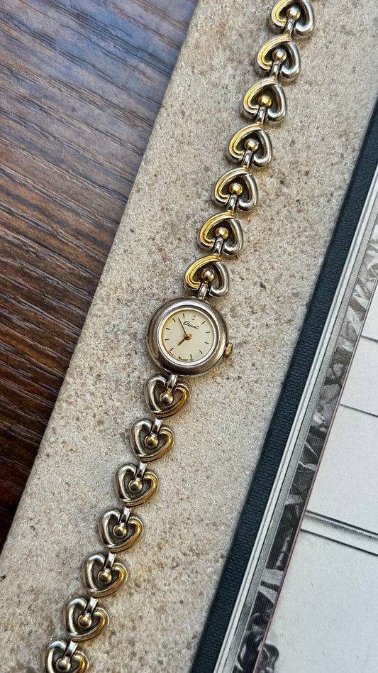 Vintage ORIENT 1980s - Heart Bracelet, Gold & Palladium Plated