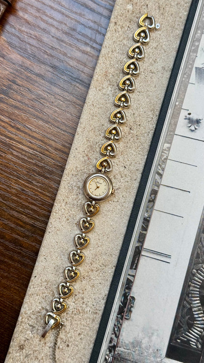 Vintage ORIENT 1980s - Heart Bracelet, Gold & Palladium Plated