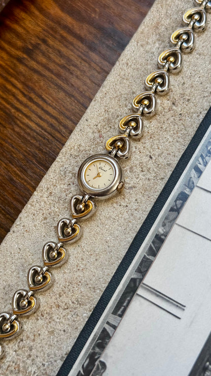 Vintage ORIENT 1980s - Heart Bracelet, Gold & Palladium Plated