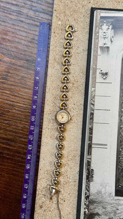 Vintage ORIENT 1980s - Heart Bracelet, Gold & Palladium Plated