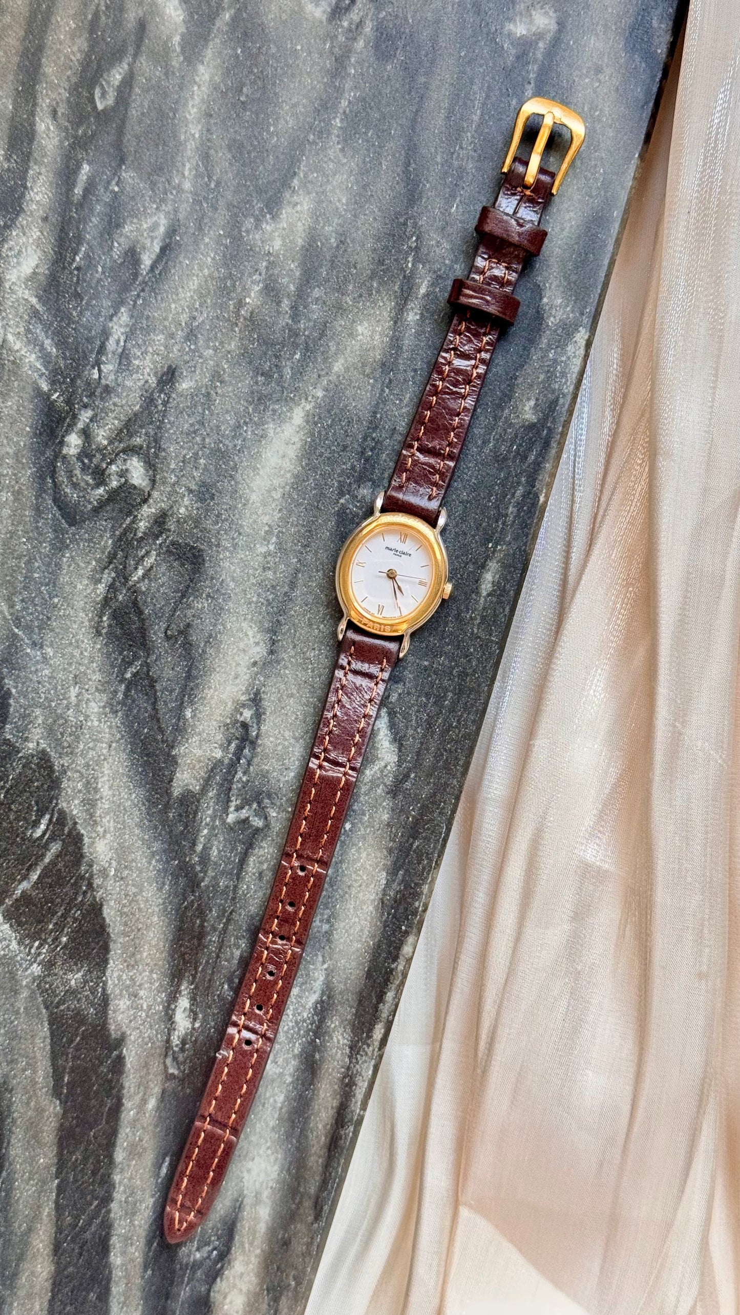 Marie Claire Vintage Watch 1990s - Bespoke Leather