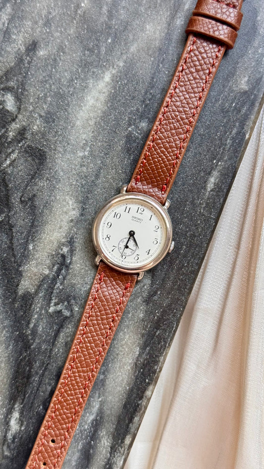 Seiko vintage watch 1982 - Palladium Plated, Bespoke Genuine Leather