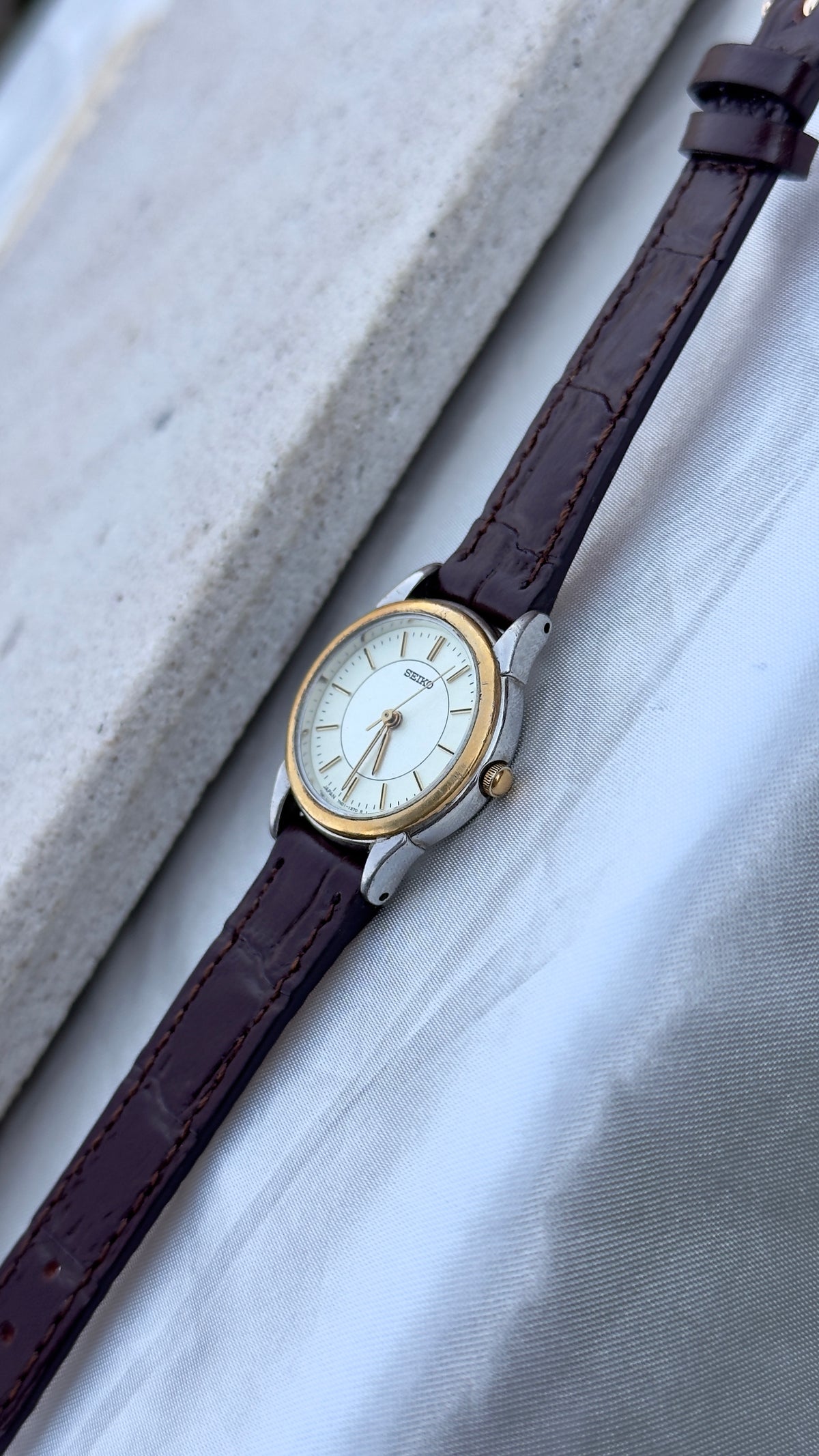Seiko Vintage Watch 1994 - Bespoke Leather, Gold Plated