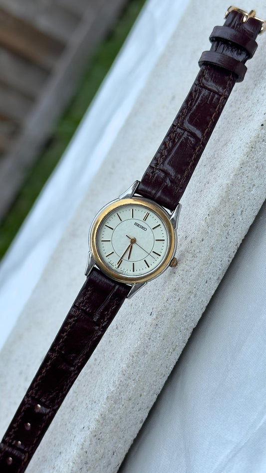 Seiko Vintage Watch 1994 - Bespoke Leather, Gold Plated