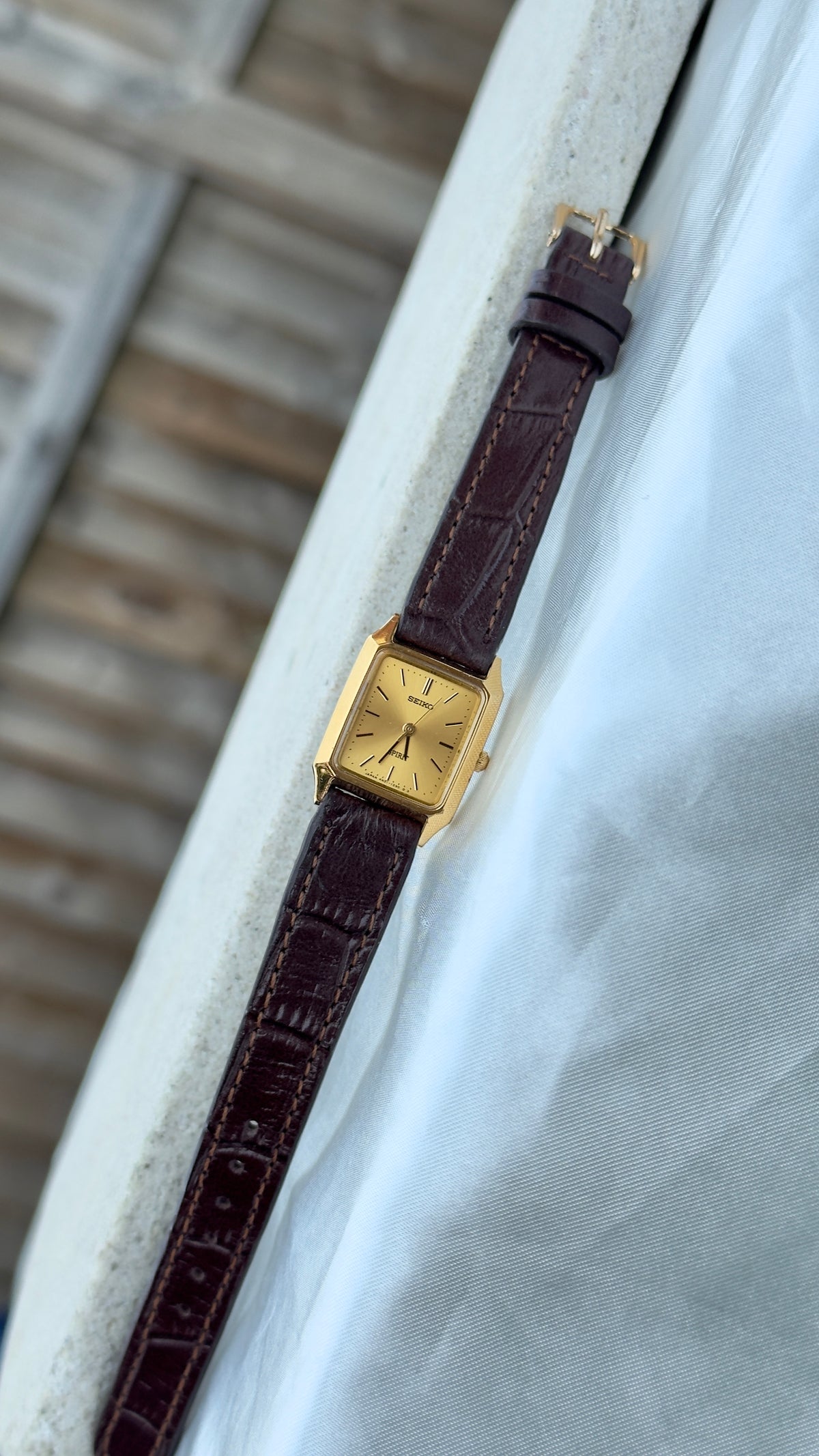 Seiko Spirit Vintage Watch 1987 - Bespoke Leather, Gold Plated