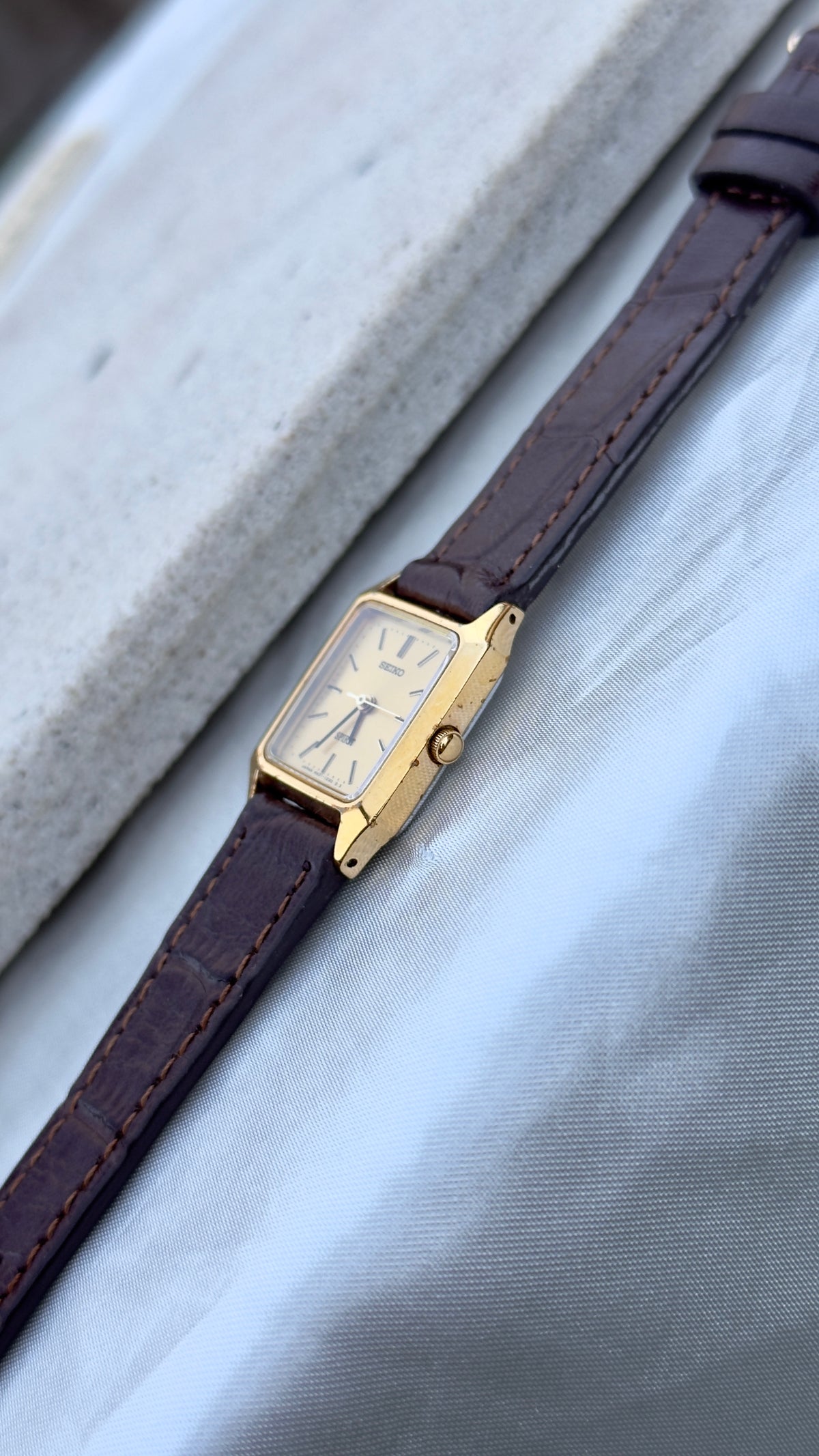 Seiko Spirit Vintage Watch 1987 - Bespoke Leather, Gold Plated