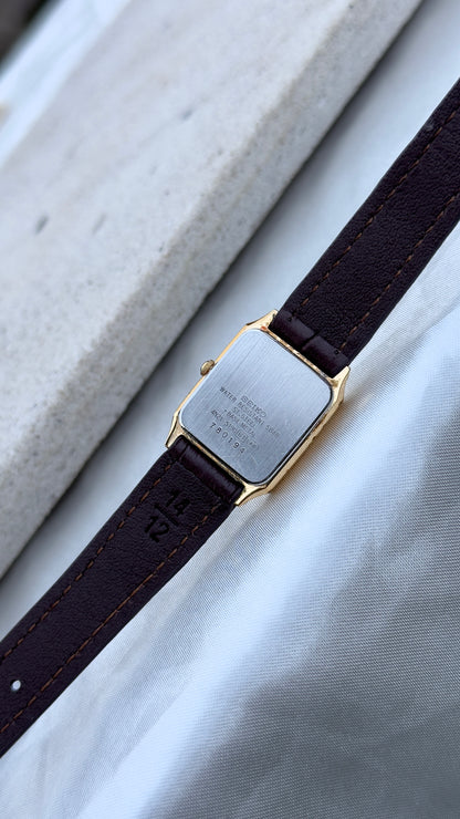 Seiko Spirit Vintage Watch 1987 - Bespoke Leather, Gold Plated