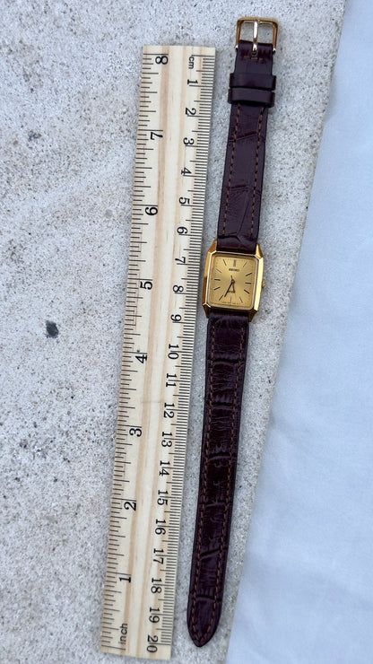 Seiko Spirit Vintage Watch 1987 - Bespoke Leather, Gold Plated