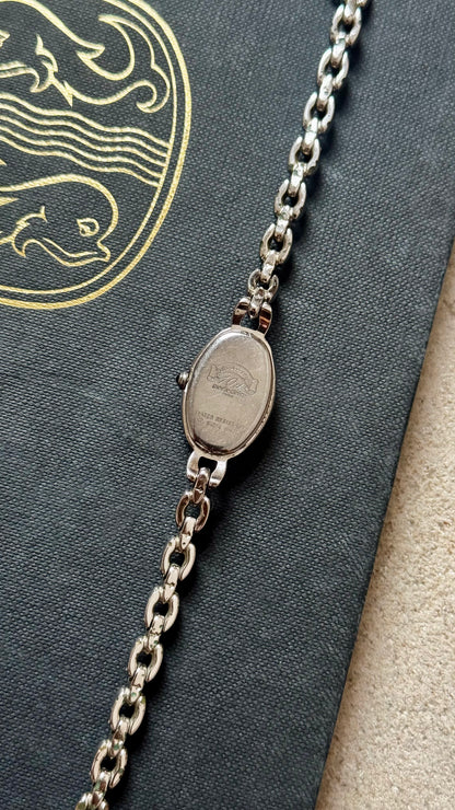 Marie Claire vintage watch 1990s - Palladium plated, blue mother of pearl dial, near mint
