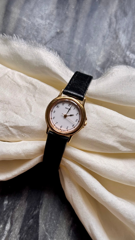 Seiko vintage watch 1998 - 18ct Gold Plated, Bespoke Genuine Leather