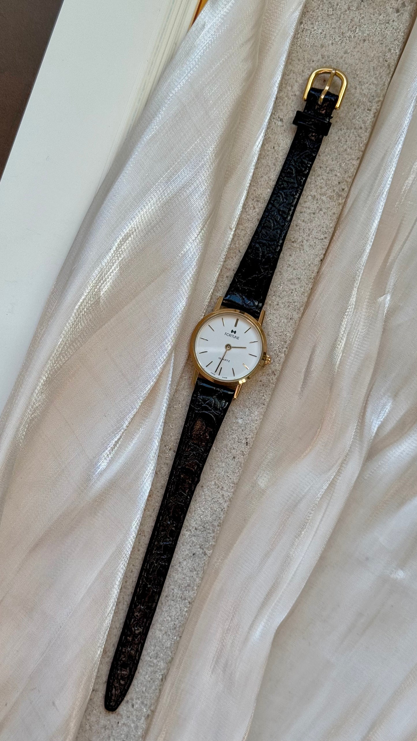 Vintage Fortune Swiss Watch 1990s - Original Leather