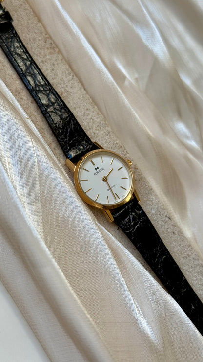 Vintage Fortune Swiss Watch 1990s - Original Leather