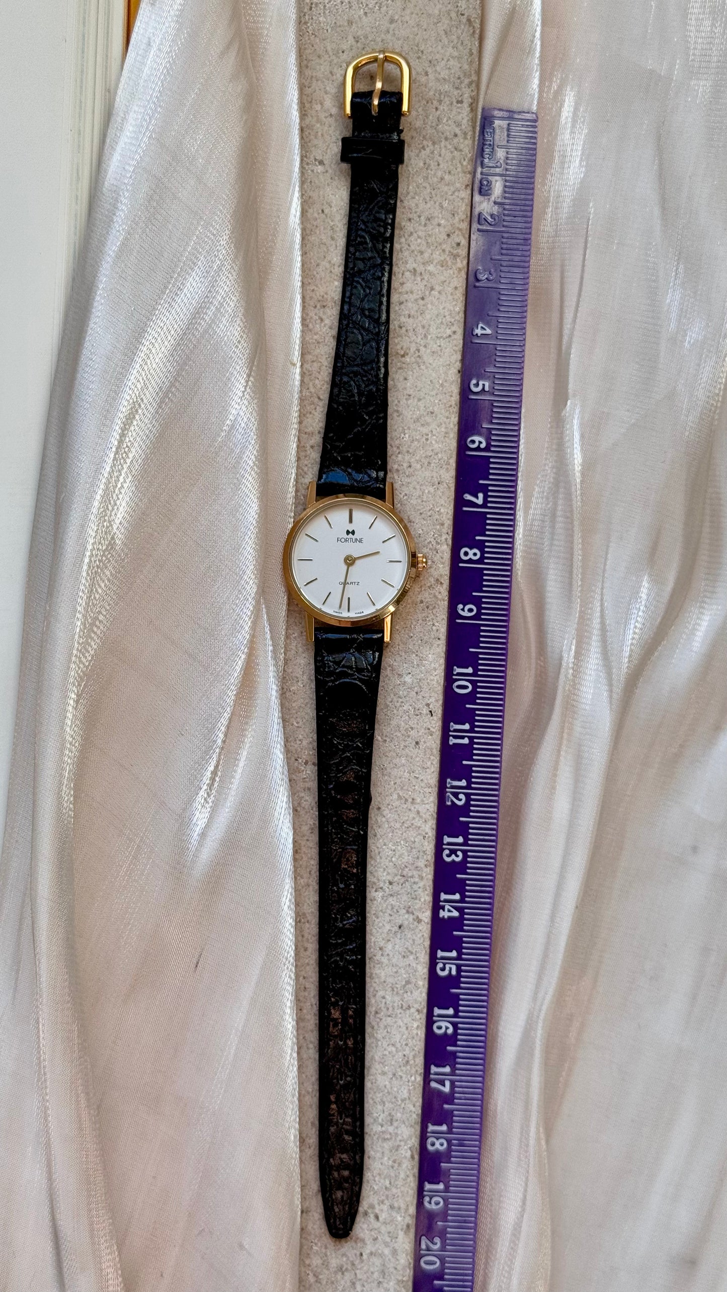 Vintage Fortune Swiss Watch 1990s - Original Leather