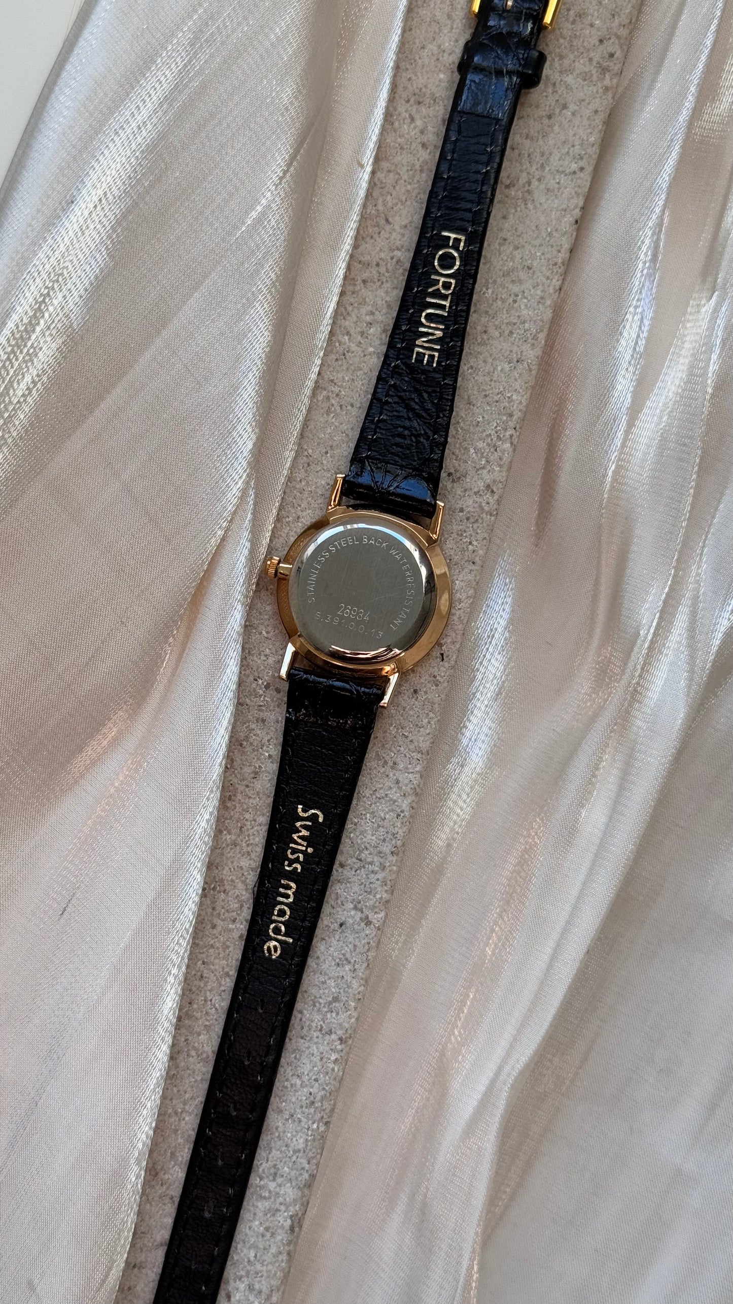 Vintage Fortune Swiss Watch 1990s - Original Leather