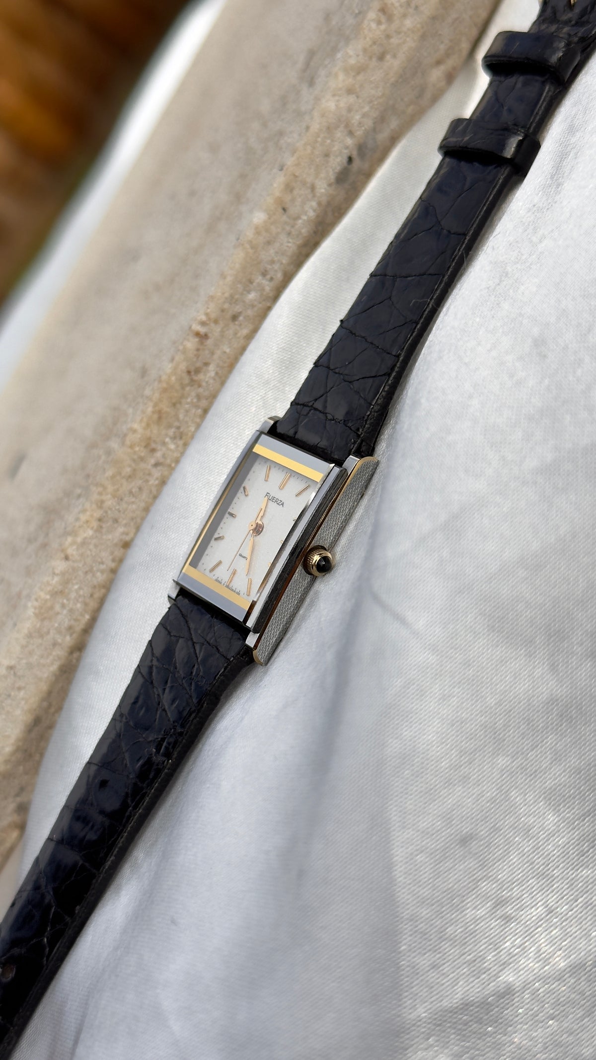 ORIENT Fuerze Vintage Mini Tank Watch 1980s - Tungsten Case, Nonscratch