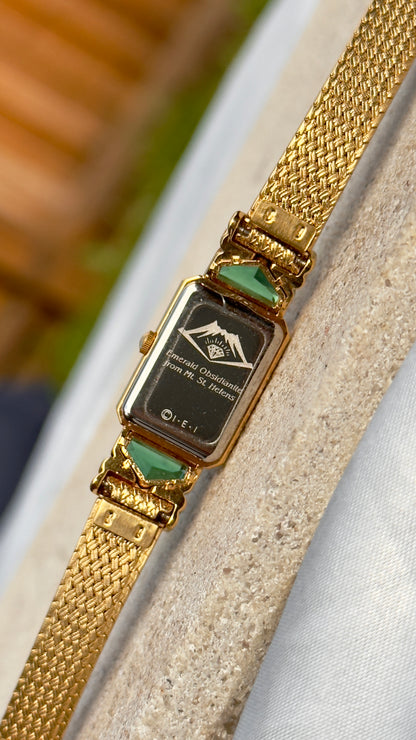 IEI Emerald Obsidianite from Mt. St. Helens Vintage Watch 1990s - Near Mint