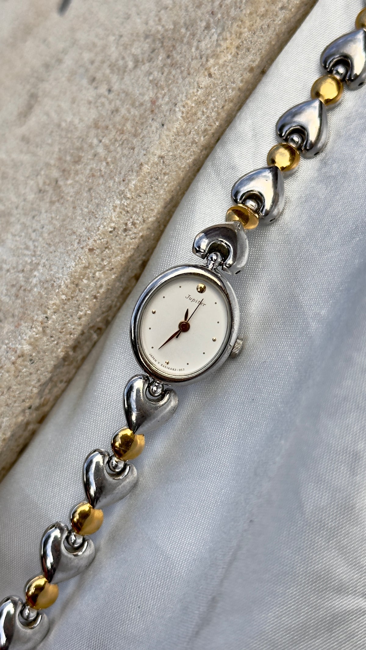 ORIENT Vintage Watch 1990s with heart bracelet, gold plated