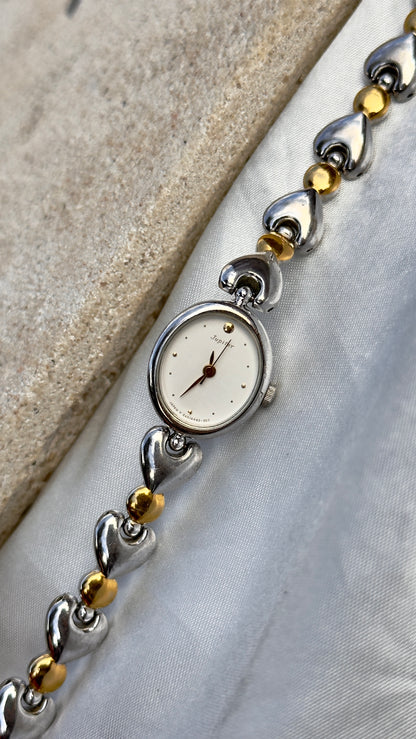 ORIENT Vintage Watch 1990s with heart bracelet, gold plated