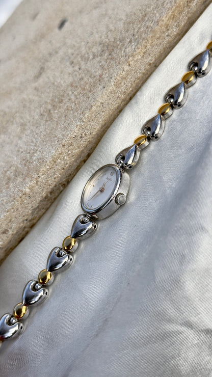 ORIENT Vintage Watch 1990s with heart bracelet, gold plated