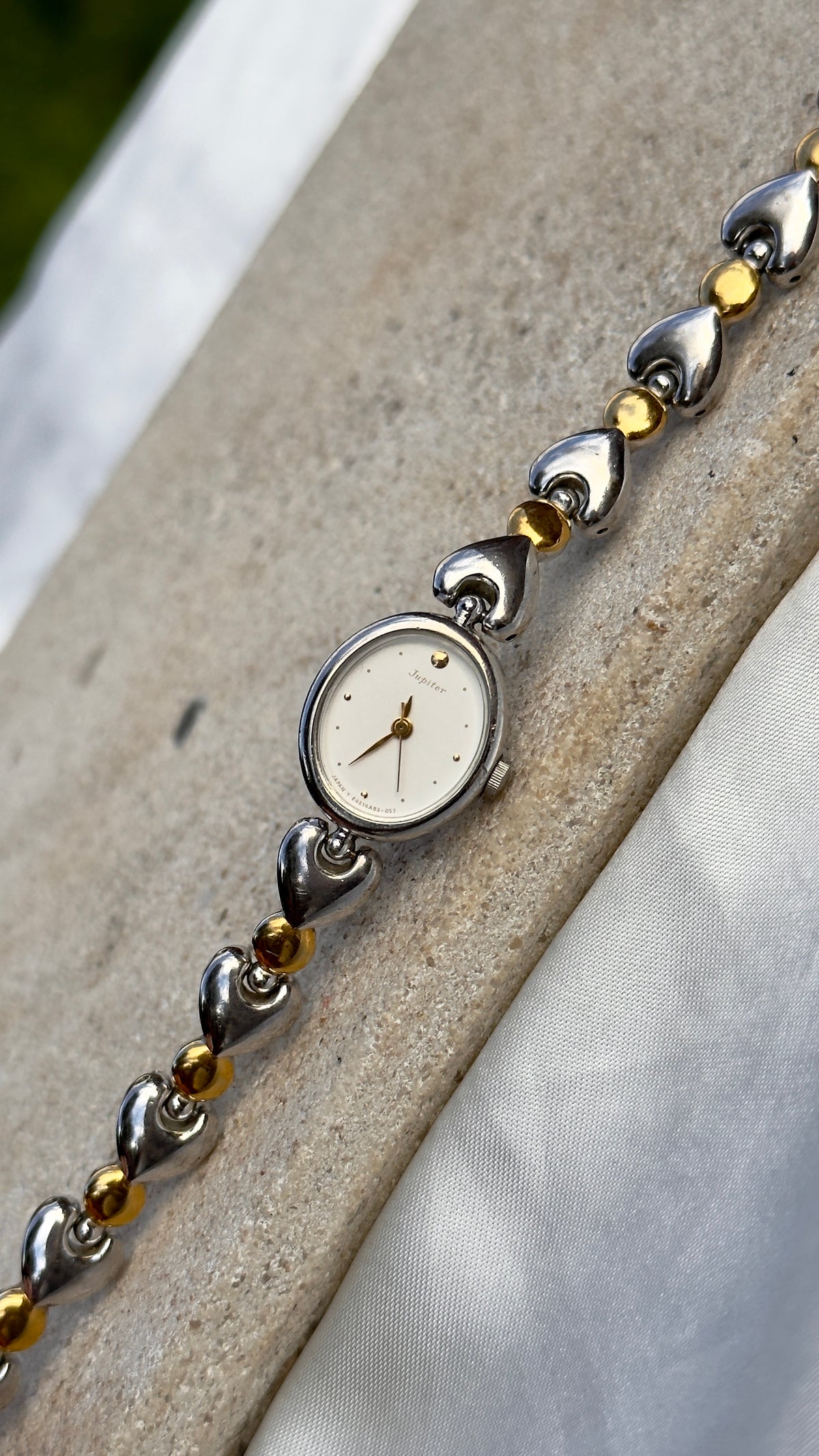ORIENT Vintage Watch 1990s with heart bracelet, gold plated