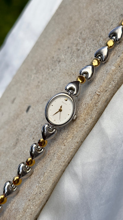 ORIENT Vintage Watch 1990s with heart bracelet, gold plated
