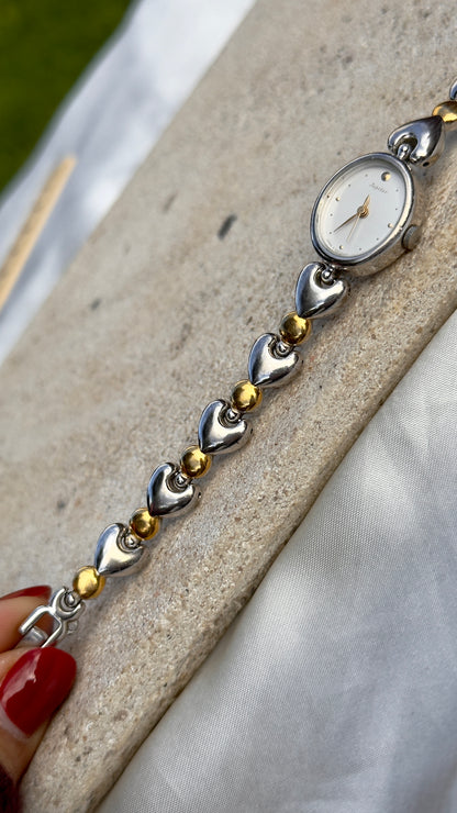 ORIENT Vintage Watch 1990s with heart bracelet, gold plated