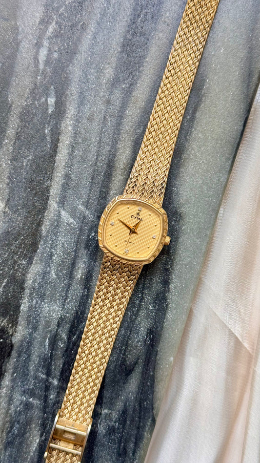 1980s Cyma vintage watch - Swiss Made, Gold Filled, 4 Diamonds