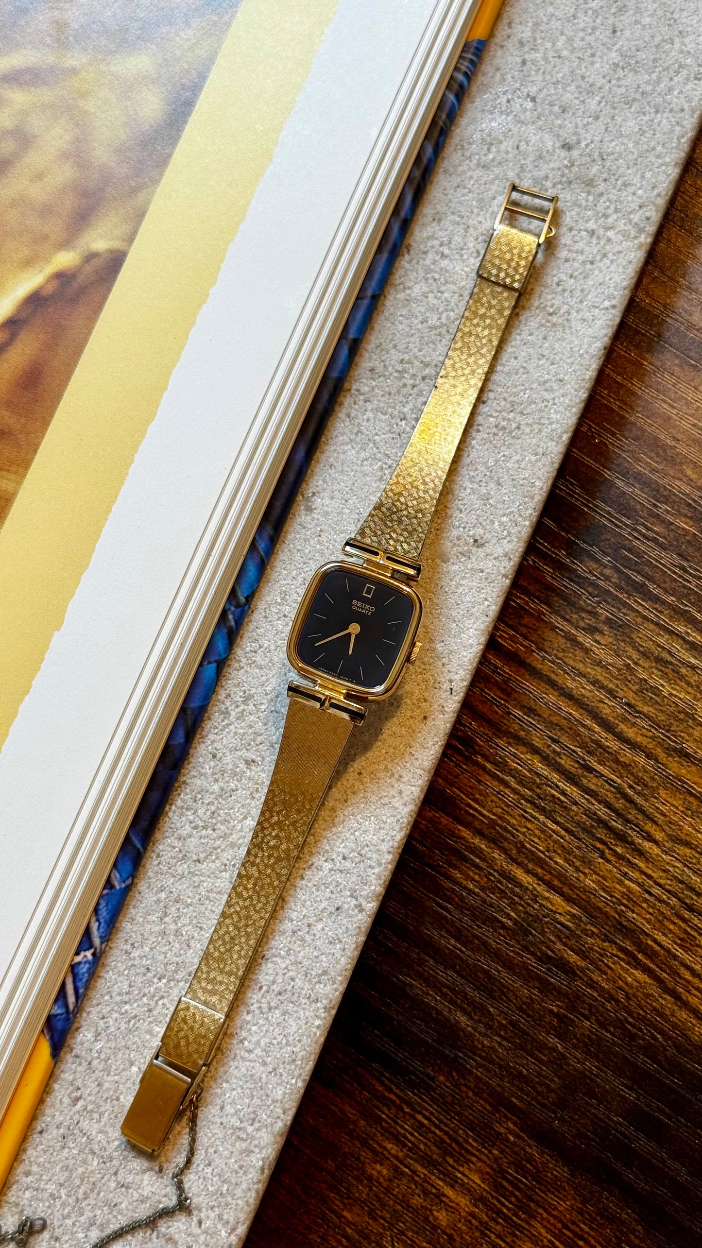 Super Rare Seiko Vintage Watch 1991, 18ct gold plated, black dial