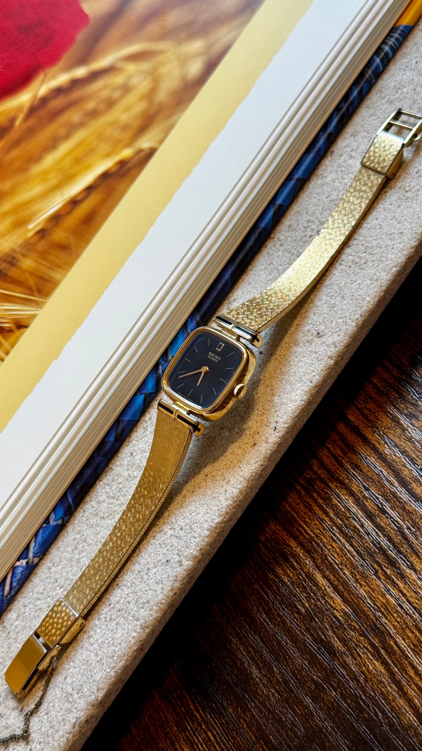 Super Rare Seiko Vintage Watch 1991, 18ct gold plated, black dial
