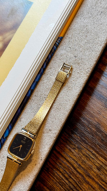Super Rare Seiko Vintage Watch 1991, 18ct gold plated, black dial