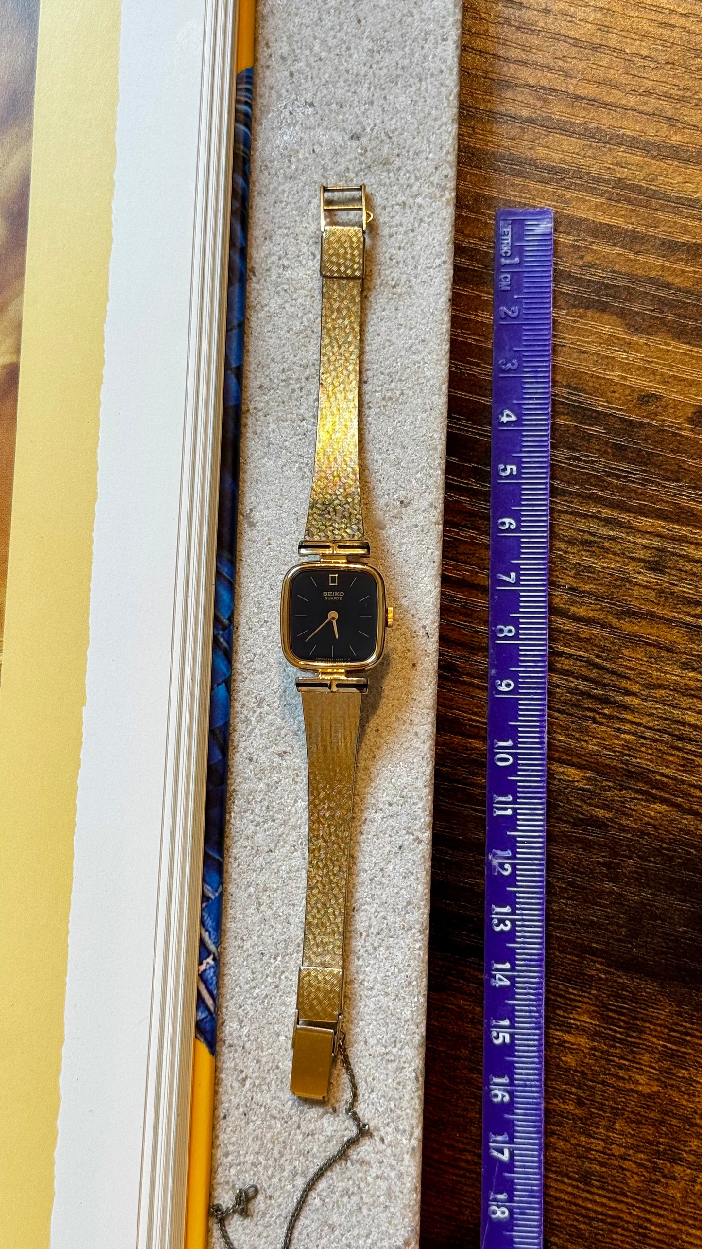 Super Rare Seiko Vintage Watch 1991, 18ct gold plated, black dial