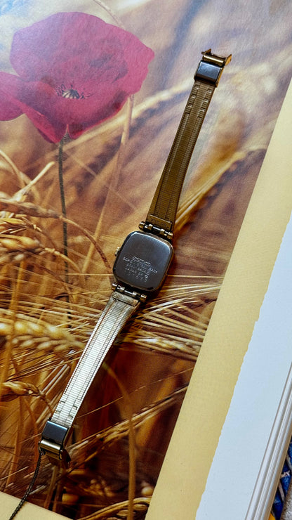 Super Rare Seiko Vintage Watch 1991, 18ct gold plated, black dial