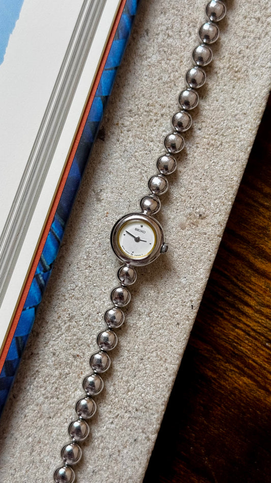 1996 Silver Tone Beaded Seiko Vintage Watch - near mint condition