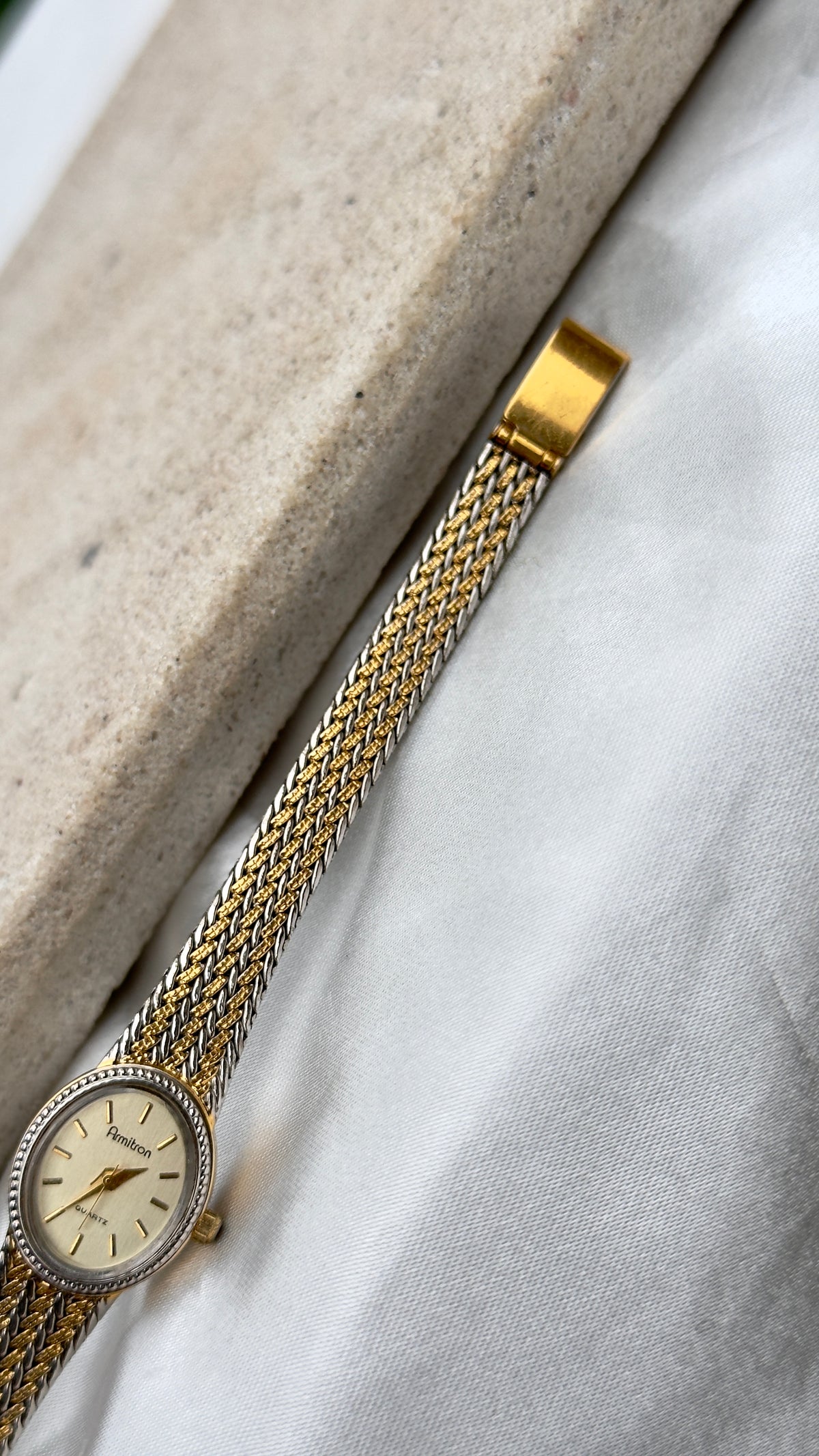 Armitron Vintage Watch 1990s - Oval Face With Mesh Bracelet