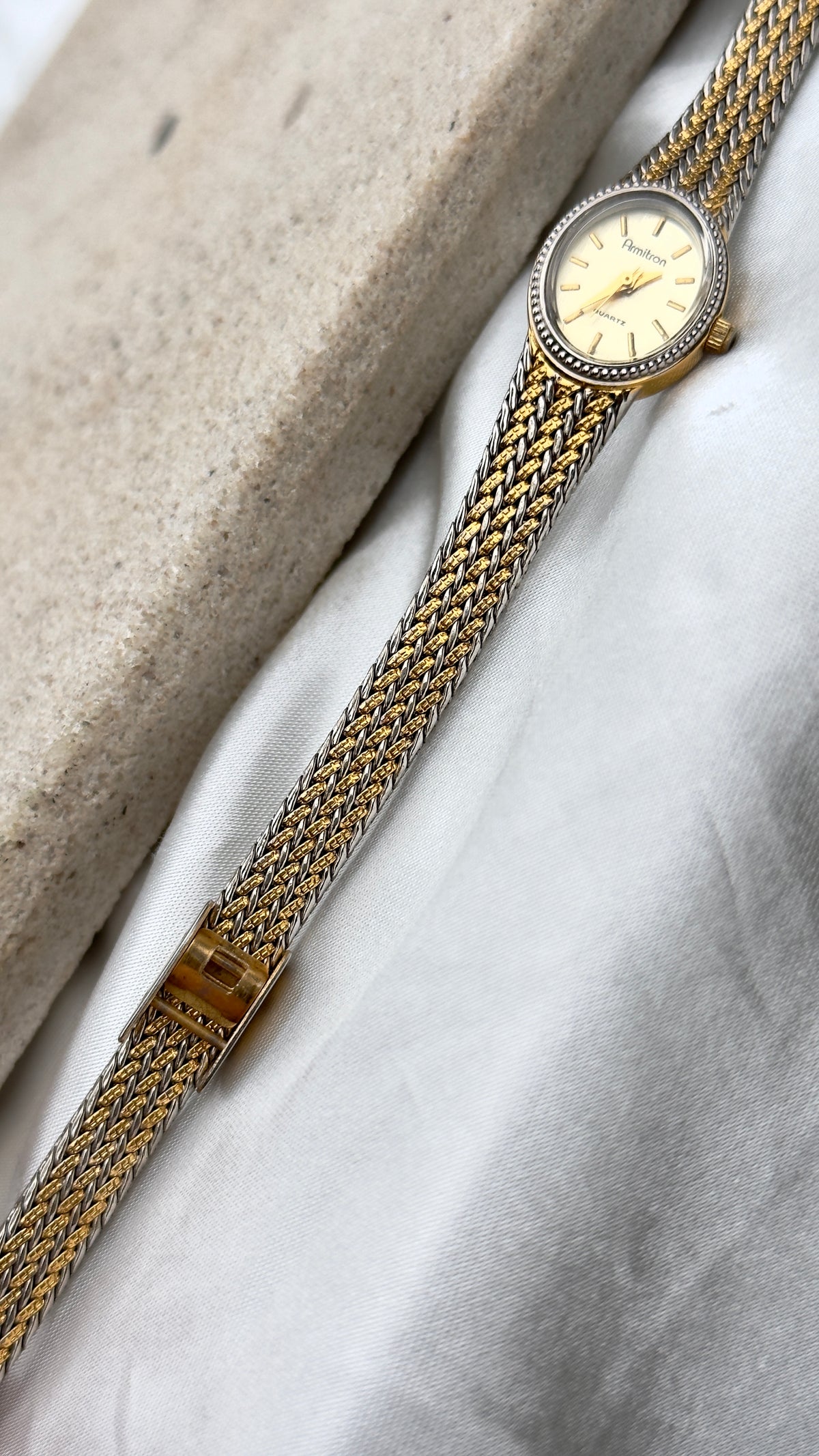 Armitron Vintage Watch 1990s - Oval Face With Mesh Bracelet