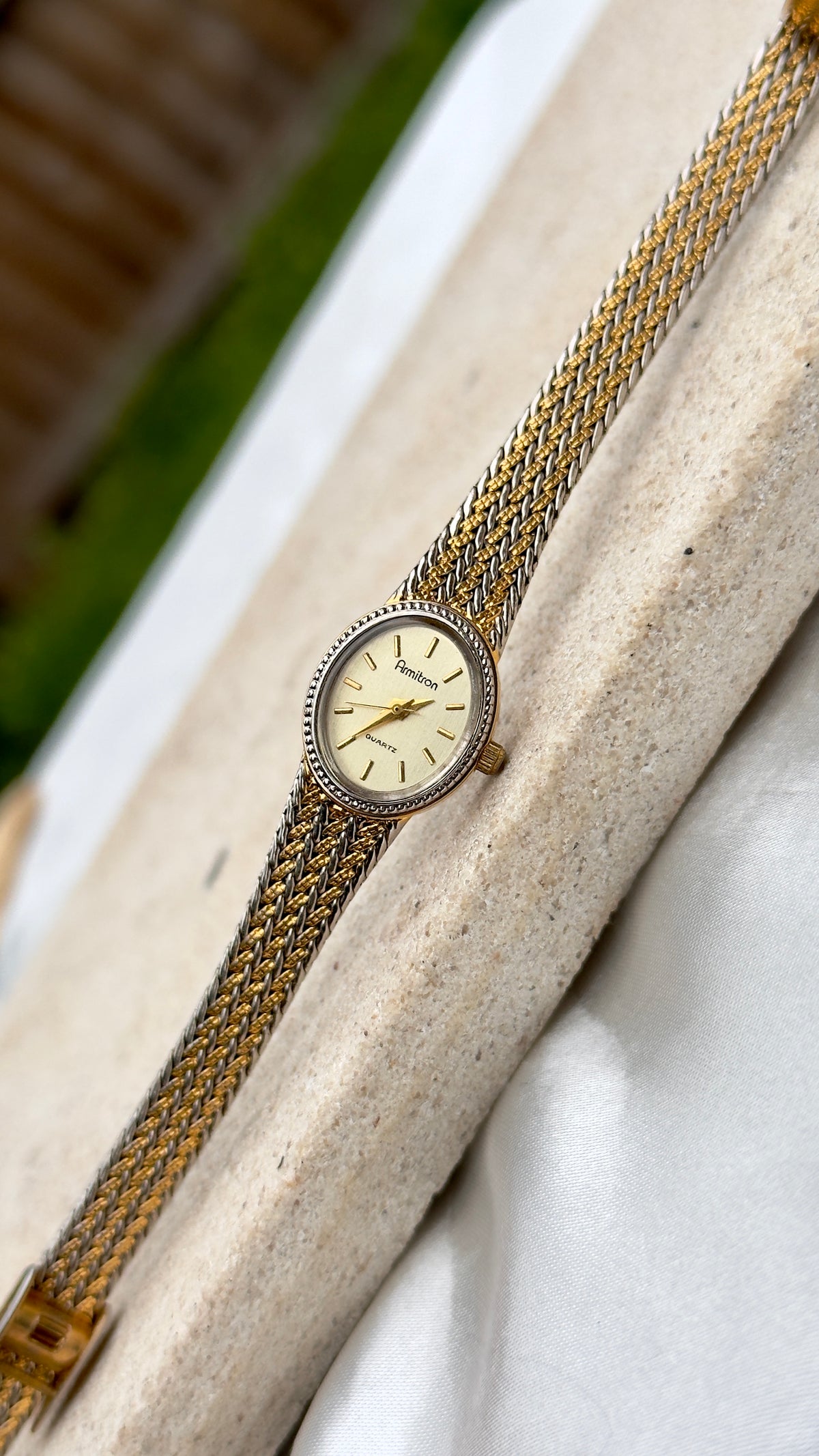 Armitron Vintage Watch 1990s - Oval Face With Mesh Bracelet