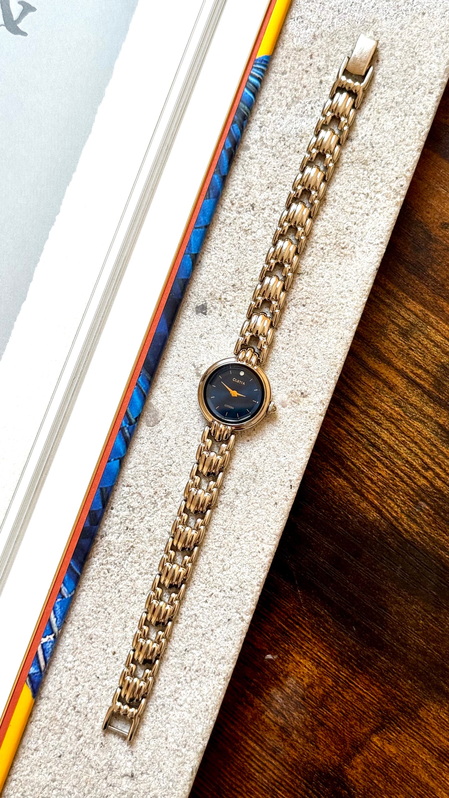 Citizen Cletia Vintage Watch - Champagne Gold Plated, Blue Sunburst Dial