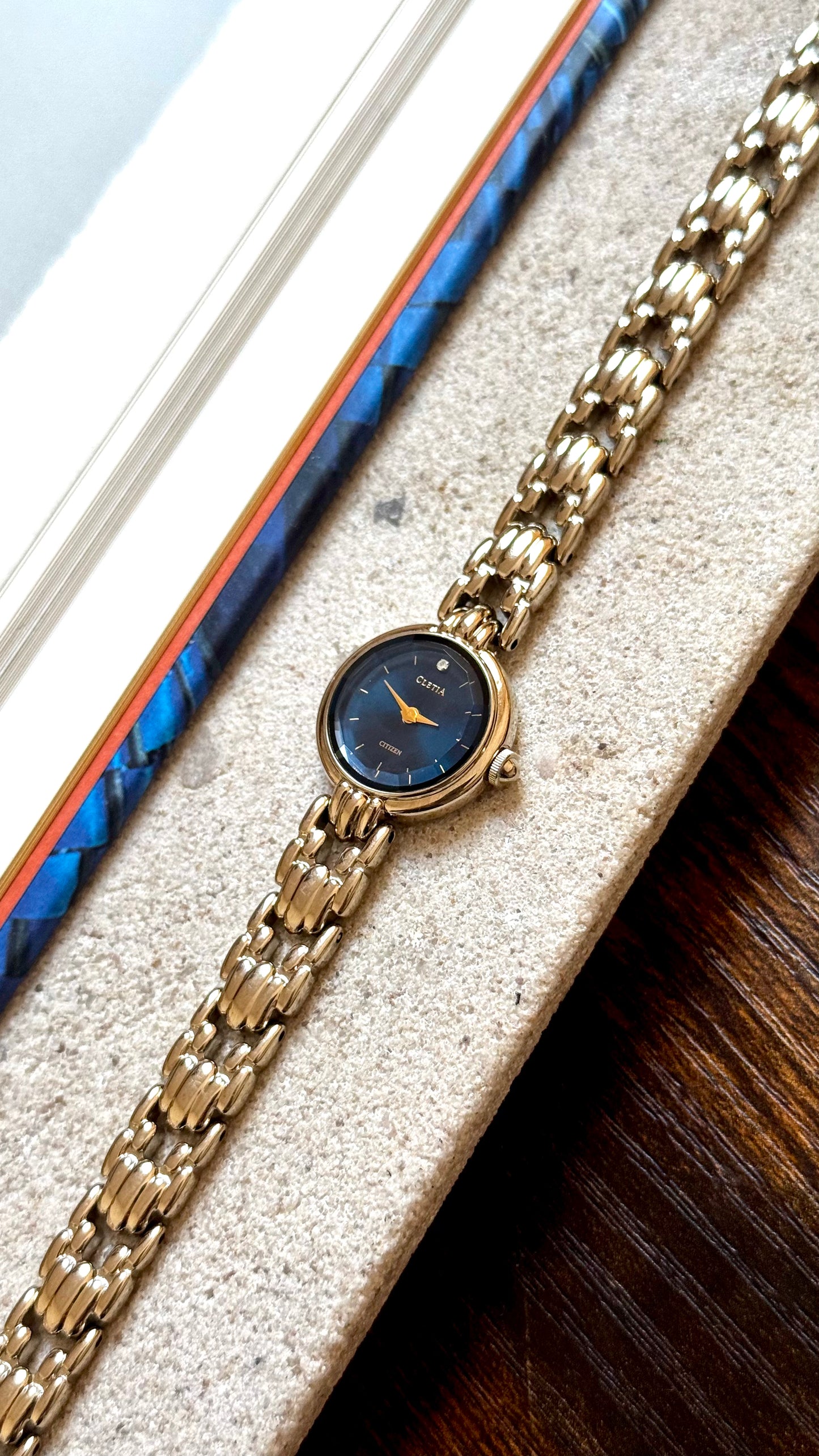 Citizen Cletia Vintage Watch - Champagne Gold Plated, Blue Sunburst Dial