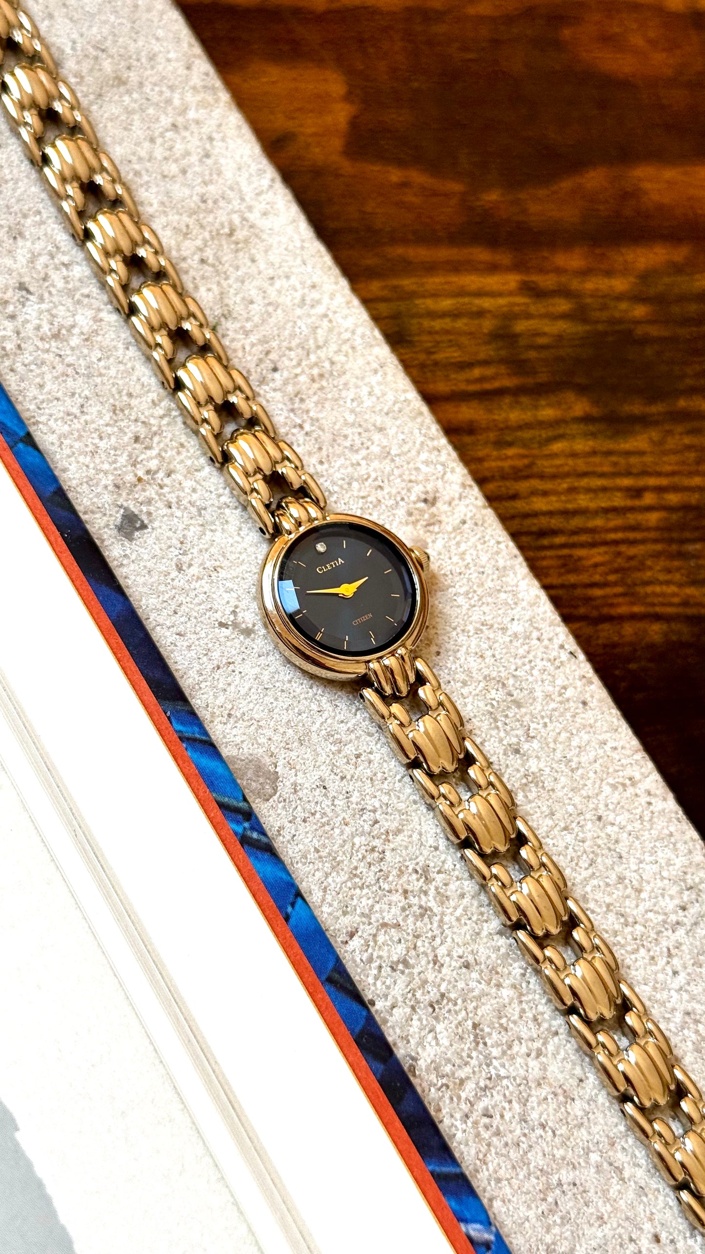 Citizen Cletia Vintage Watch - Champagne Gold Plated, Blue Sunburst Dial