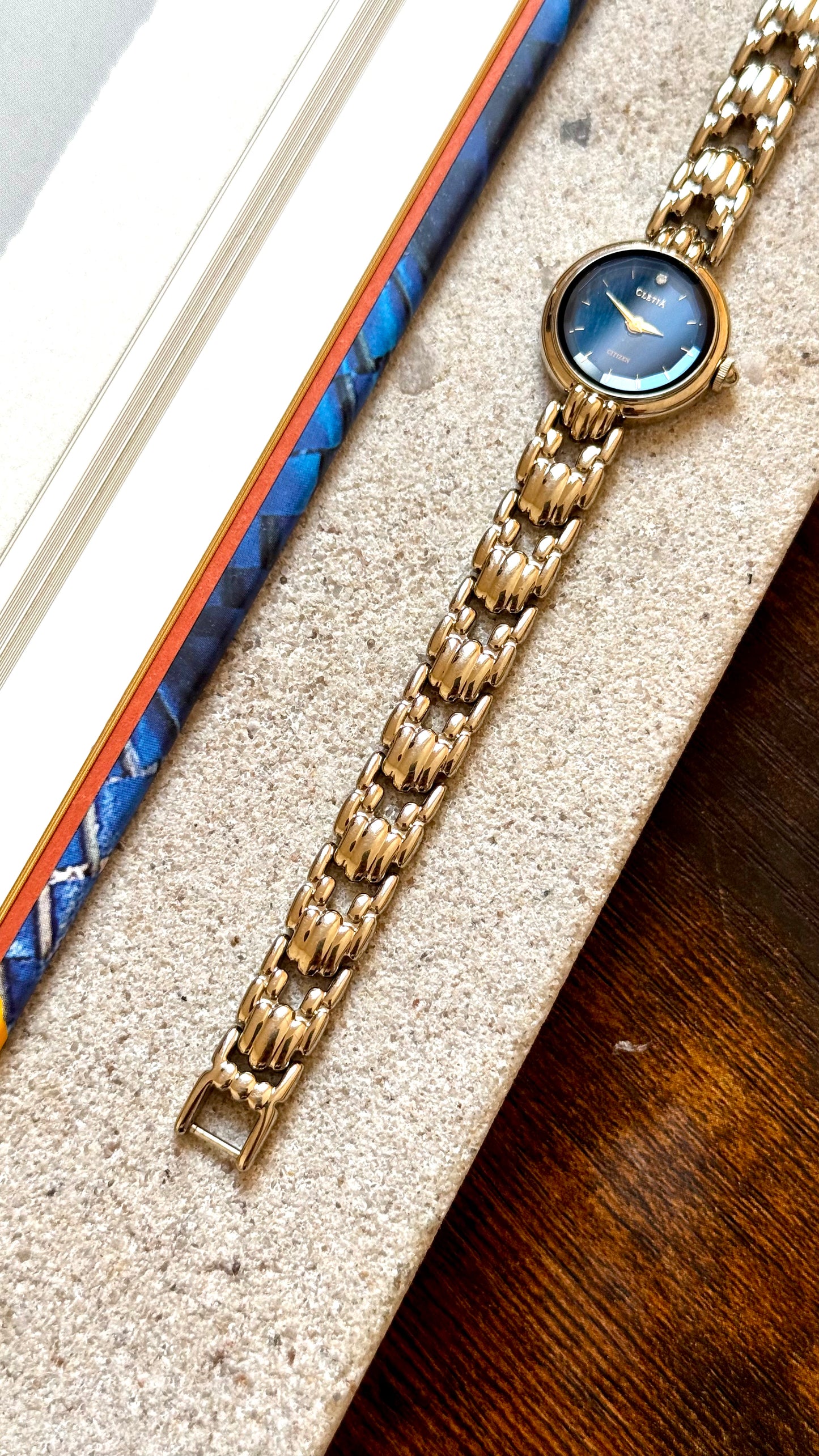 Citizen Cletia Vintage Watch - Champagne Gold Plated, Blue Sunburst Dial