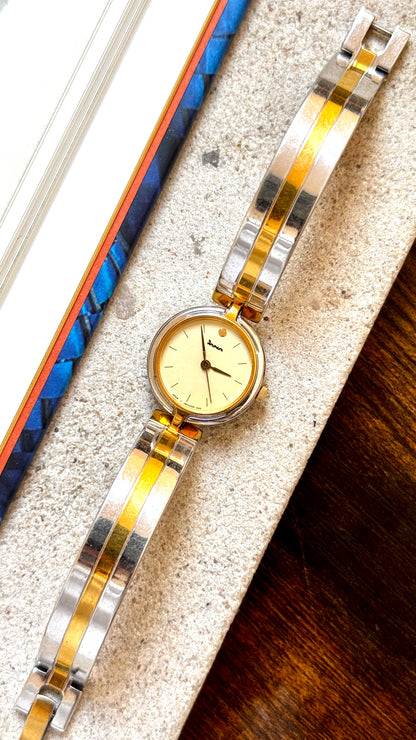 Dana Orient Vintage Bangle Watch 1990s, gold and palladium plated