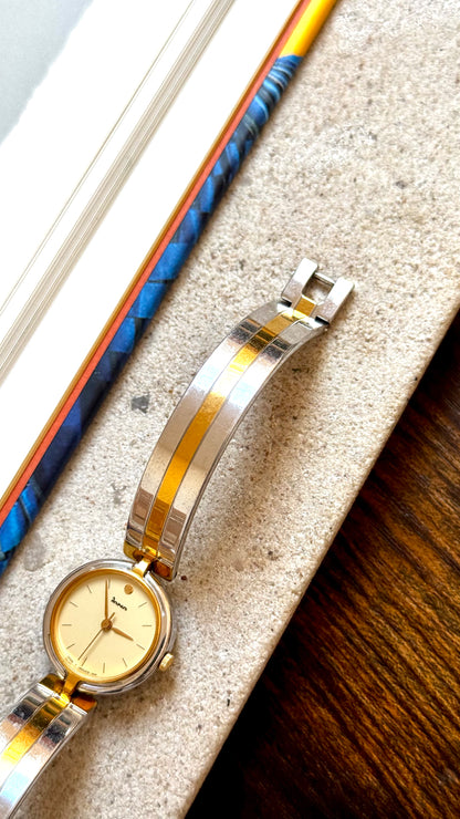 Dana Orient Vintage Bangle Watch 1990s, gold and palladium plated