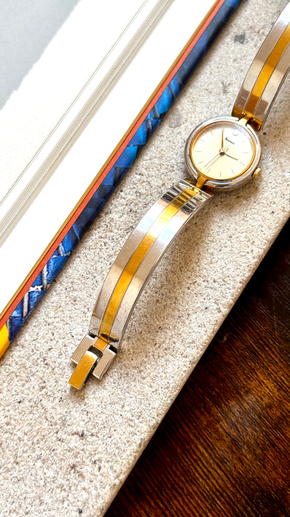 Dana Orient Vintage Bangle Watch 1990s, gold and palladium plated