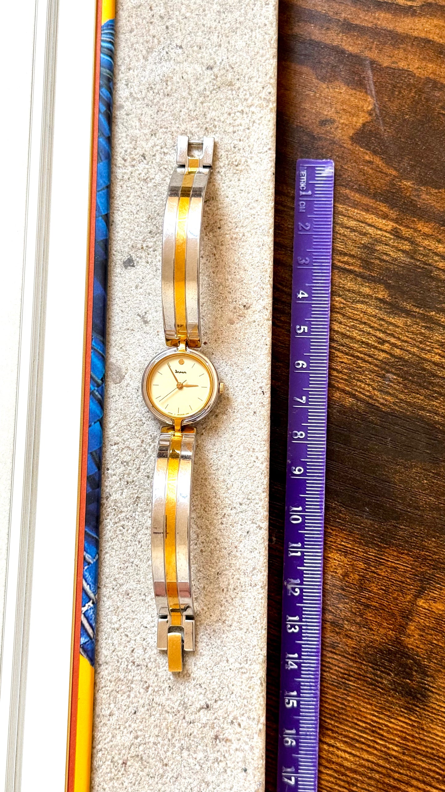 Dana Orient Vintage Bangle Watch 1990s, gold and palladium plated