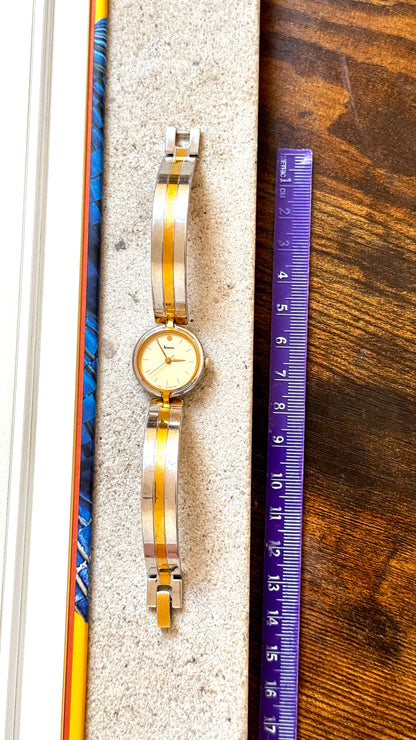 Dana Orient Vintage Bangle Watch 1990s, gold and palladium plated