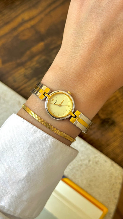 Dana Orient Vintage Bangle Watch 1990s, gold and palladium plated