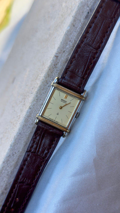 Vintage Seiko Women's Tank Watch 1989 - 30 Micron Gold & Palladium Plated