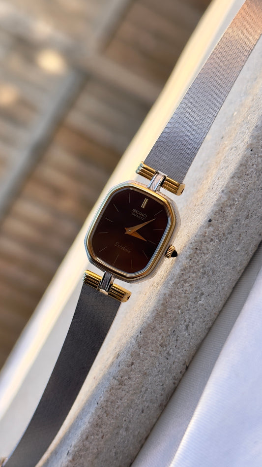 Seiko Exceline Vintage Watch 1991 - Black Dial - 30micron Gold & Palladium Plated