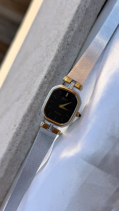 Seiko Exceline Vintage Watch 1991 - Black Dial - 30micron Gold & Palladium Plated