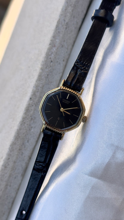 Citizen CQ Vintage Watch 1981 - Near mint - Bespoke leather